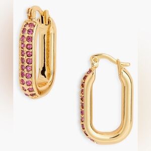 Kurt Geiger Gold Hoop Earrings with Pink Crystals
